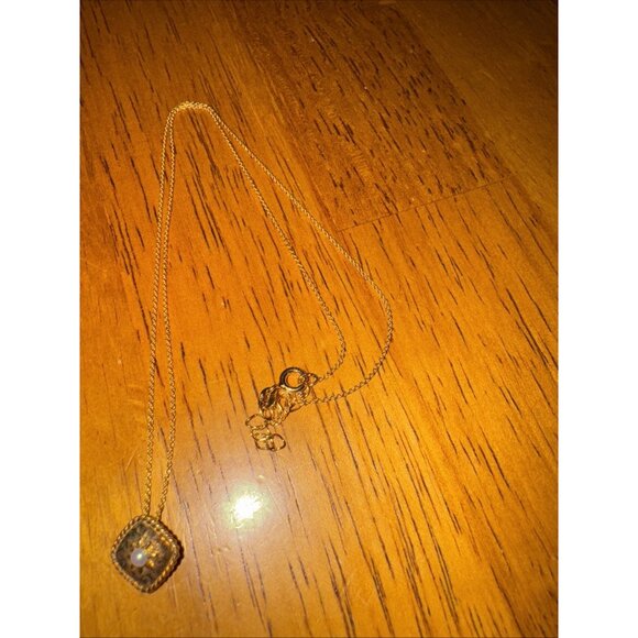 Stunning Sterling Silver 925 Necklace Small Pearl Gold Plated Square Station - Picture 4 of 7